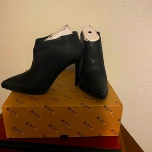 Black leather faux boots